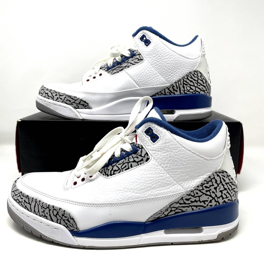 Nike Air Jordan Retro 3 True Blue Men 10.5 White Iconic Sneakers 2011 136064-104
